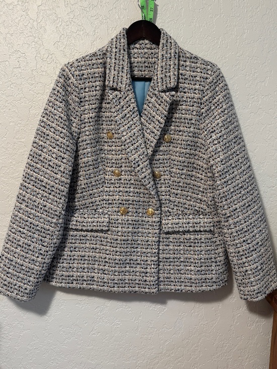 Chico's Jackets & Blazers - Women's Tweed Double-Breasted Jacket - Light Blue/Gray